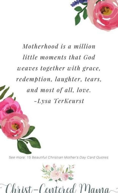 Beautiful Christian Mother's Day Quotes Motherhood is a million moments Lysa TerKeurst Christian Motherhood Prayer Parenting Quote Christ-Centered Mama Mother's Prayers Quotes, Blessings For Mothers, Happy Women's Day Christian Quotes, Happy Mothers Day Religious, Mother’s Day Bible Quotes, Mother’s Day Encouragement, Mother Scripture Quotes, Happy Mothers Day Bible Verse, Happy Mother’s Day Christian Quotes