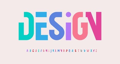 Vector alfabeto creativo colores del arc... | Premium Vector #Freepik #vector #tipografia-moderna #alfabeto-moderno #letras #tipo-letra Graphic Design Inspiration Typography, Letras Cool, Creative Alphabet, Geometric Font, Typographic Logo Design, Style Letters, Font Combos, Neon Logo, Font Illustration