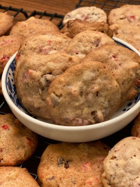 EASY FRUITCAKE COOKIES – The Flour Diaries™ Fruit Cocktail Cookies, Cocktail Cookies, Fruit Cake Cookies Recipe, Fruitcake Cookies, Fruit Cookie, Candied Pineapple, Fruit Cake Cookies, Fruit Cookies, White Cookie