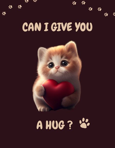 Cat Sending Love, National Kitten Day, National Love Your Pet Day, Big Hugs For You, Hug Your Cat Day, Cute Cat Stickers, Hug Stickers, Love Your Pet Day, Hug Gif