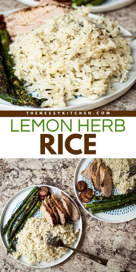 Say hello to your new go-to side dish! This herb and lemon rice tastes like something worthy of a special main course recipe like a risotto. With a creamy texture and delicious flavor, this easy lemon herb rice is amazing! Lemon Herb Rice Recipe, Healthy White Rice, Herb Rice, Best Rice Recipe, Rice Dishes Easy, White Rice Recipes, Rice Side Dish Recipes, Plain Rice, Easy Rice