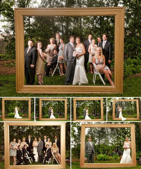 Love this!  Giant picture frame at the altar.  [Photos by Becca Dilley]- Become a VIB today for more great wedding resources and deals from our VIB Vendors Giant Frame Photo Booth, Large Photo Frame Prop, Life Size Picture Frame Prop Diy, Giant Picture Frame Ideas, Picture Frame For Photo Booth, Creative Photo Booth Ideas, Picture Frame Backdrop, Giant Picture Frame, Giant Photo Frame