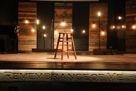 Pallet Stage Backdrop, Small Venue Stage Design, Pallet Stage Design, Industrial Stage Design, Bar Stage Design, Wood Stage Design, Sanctuary Decor Church Stage Design, Stage Set Up, Band Stage Design