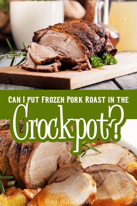 Can I put a frozen pork roast in the crockpot? Knowing the answer can help your meal prep when cooking pork roast dinner recipes. Crockpot Cooking Tips | Slow Cooker Tips | Pork Roast Tips | Frozen Pork Roast Tips | Healthy Eating Ideas | Crockpot Pork Recipes | Slow Cooker Pork Recipes | How to Cook Pork | Safe Ways to Cook Pork | Pork Handling Tips Crockpot Pork Recipes, Pork Shoulder Roast Crock Pot, Roast In The Crockpot, Pork Loin Recipes Slow Cooker, Easy Pork Loin Recipes, Slow Cooker Pork Recipes, Crockpot Pork Shoulder, Pork Roast Crock Pot Recipes, Slow Cooker Pork Shoulder