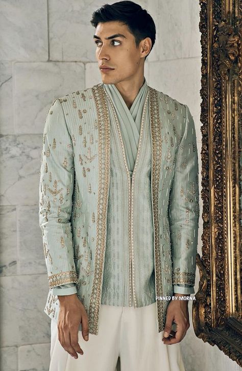 Sherwani New Design, Unique Kurta Designs For Men, Mens Outfits Indian, Indian Wedding Clothes For Men, Wheat Rice, Basic Food, Mens Indian Wear, Lavish Wedding, Sherwani For Men Wedding