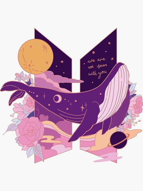 "BTS: Whalien - We are Bulletproof: The Eternal" Sticker for Sale by ominastore | Redbubble Bts Design Ideas, Bts Song Wallpaper, Bts Army Wallpapers, Bts Drawing Ideas, Bts Graphic Design, Bts Whale, Fan Art Bts, Birthday Poster Ideas, Bts Army Aesthetic