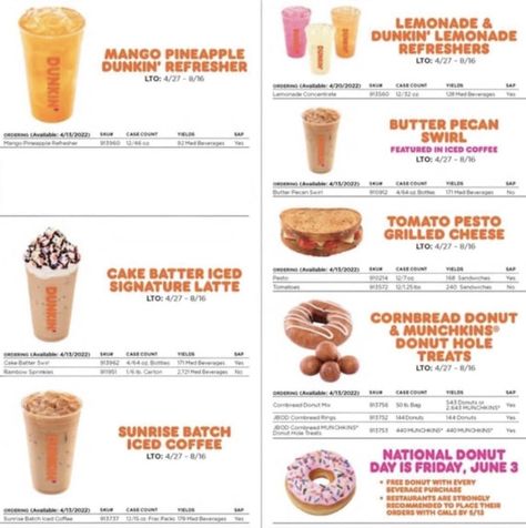 New additions to the Dunkin' Donuts spring menu for 2022 include a Mango Pineapple Refresher, a cornbread donut, and more. #dunkin #dunkindonuts Mango Pineapple Refresher Dunkin, Mango Pineapple Refresher, Pineapple Refresher, Salted Caramel Cold Brew, Dunkin Donuts Menu, Dunkin Donuts Iced Coffee Orders, Caramel Cold Brew, Dunkin Donut, Dunkin Donuts Iced Coffee