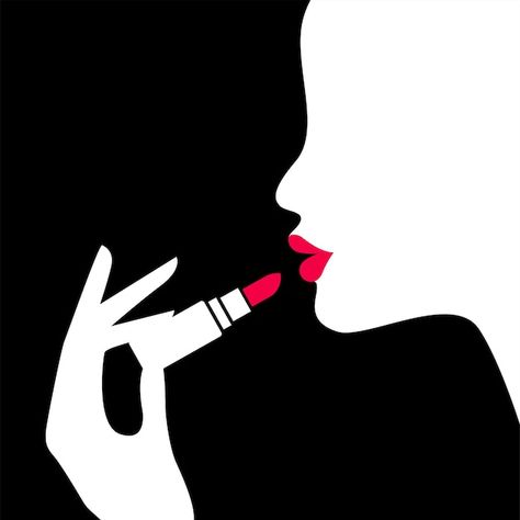 Beauty Illustration Makeup, Study Makeup, Makeup Illustration, Lip Balm Labels, Silhouette Images, Beauty Illustration, Beauty Lipstick, Woman Silhouette, Makeup Makeup