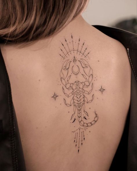 Scorpion Tattoos, Scorpio Tattoo, Scorpion Tattoo, Spine Tattoos For Women, Zodiac Tattoos, Cute Tattoos For Women, Spine Tattoo, Back Tattoo Women, Dainty Tattoos