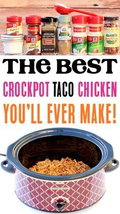 Crockpot Taco Meat Recipes! This Easy Slow Cooker Chicken Tacos Recipe will take your Taco Tuesday to the next level! Just let your Crock Pot do the work for you this week! Crockpot Taco Meat, Crockpot Chicken Tacos Recipes, Crockpot Chicken Tacos, Crockpot Taco, Chicken Tacos Recipe, Slow Cooker Chicken Tacos, Taco Meat Recipes, Chicken Tacos Crockpot, Easy Slow Cooker Chicken