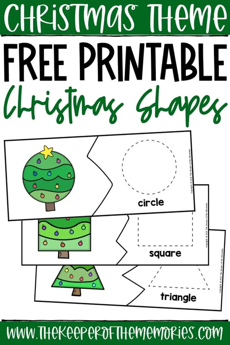 Free Printable Christmas Shapes - The Keeper of the Memories Holiday Fine Motor Activities Toddlers, Cognitive Activities For Preschoolers Preschool Free Printable, Christmas Social Studies Preschool, Christmas Art Activities For Preschool, Christmas Themed Math Activities Preschool, Christmas Tree Process Art Preschool, December Lesson Plans For Preschool, Christmas Curriculum For Toddlers, December Themes Kindergarten