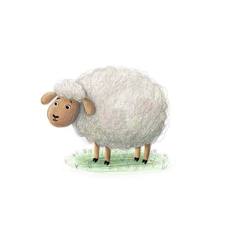 Sheep Drawing Illustration, Sheep Animation, Cute Sheep Drawing, Cute Sheep Art, Cute Sheep Cartoon, Loose Sketching, Drawing Sheep, Children Book Illustration Watercolor, Hugging Drawing