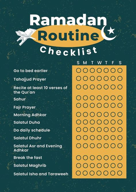 Ramadhan Routine Checklist Canva Template Ramadhan Checklist, Ramadan Routine, Event Organizer Planners, Business Planner Organization, Ramadan Tips, Checklist Planner, Undated Monthly Planner, Routine Checklist, Wedding Organizer Planner