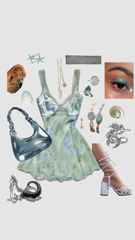 #mermaidcore #mermaid #mermaidoutfit #povyoureamermaid #outfit #outfitinspo #outfitinspiration #ootd #beachy #beachbabe #ocean #outfitoftheday #clothes #dress #fashion #wetoutfit Ariel Outfit Ideas, Ariel Outfit, Aqua Rose, Mermaid Core, Summer Goth, Mermaid Outfit, Clothes Dress, Aesthetic Outfit, Going Out Outfits