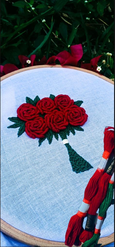 Bullion rose embroidery💐 Rose Bullion Embroidery, Bullion Embroidery Pattern, Bullion Roses Embroidery Design, Chain Stitch Embroidery Design Ideas, Bullion Roses Embroidery, Embroidery Rose Pattern, Bullion Rose, Embroidery Quotes, Quotes Embroidery