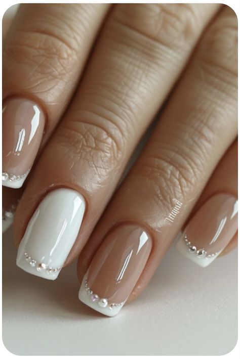 Bridal Nails Designs, Formal Nails, Classy Nail Designs, 50th Party, French Nail Designs, Pearl Nails, Bride Nails, Gel Nail Designs, Bridal Nails