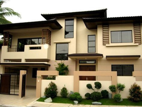 #2 Build a Tropical Asian House for my Family here in Manila Modern Asian House Exterior, Asian House Exterior, Modern Exterior House Colors, Modern Asian House, Home Colour Design, Modern House Colors, Apartemen Studio, Japanese House Design, Asian House