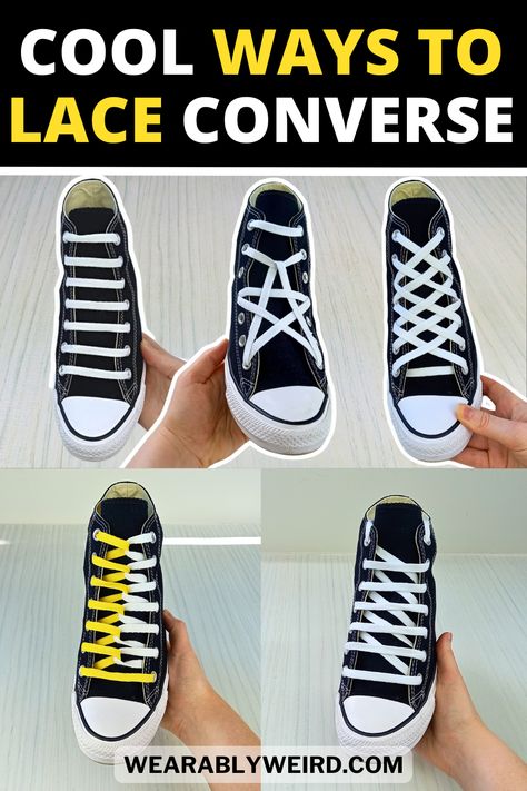 How To Straight Lace Shoes, Different Ways To Lace Converse, Fun Ways To Lace Converse, Cool Ways To Lace Converse, Ways To Tie Converse, Fun Ways To Lace Shoes, Fun Ways To Tie Shoe Laces, Cool Ways To Lace Shoes Converse, Cute Way To Tie Shoe Laces