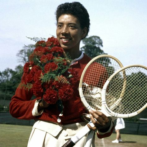 59 years ago on July 6, 1957, Althea Gibson won the women’s singles title at Wimbledon and became the first African American to win the tournament. She is pictured here in France the prior year in 1956, where she won the French title. Althea Gibson, Tennis World, Tennis Racquets, Time Life, Hot Shots, Women's Sports, African American History, Black American, Black Excellence