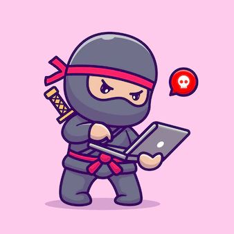 Laptop Cartoon, Ninja Illustration, Working On Laptop, Alien Drawings, Cute Alien, Animal Icon, Vector Icons Illustration, Naruto Uzumaki Art, Little Drawings