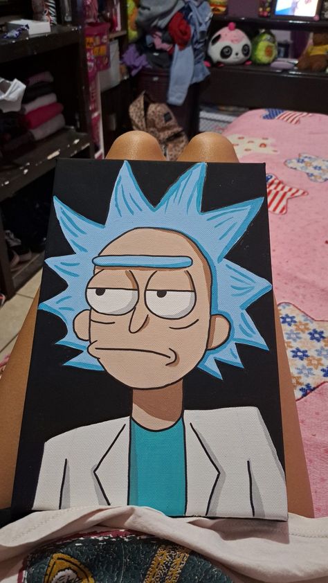 Danny Phantom Painting Canvas, Cartoon Character Paintings High, Simple Rick And Morty Painting, Rick And North Painting, Canvas Painting Ideas Rick And Morty, Gaming Painting Ideas, Easy Rick And Morty Painting, Painting Ideas Rick And Morty, Rick And Morty Art Canvas