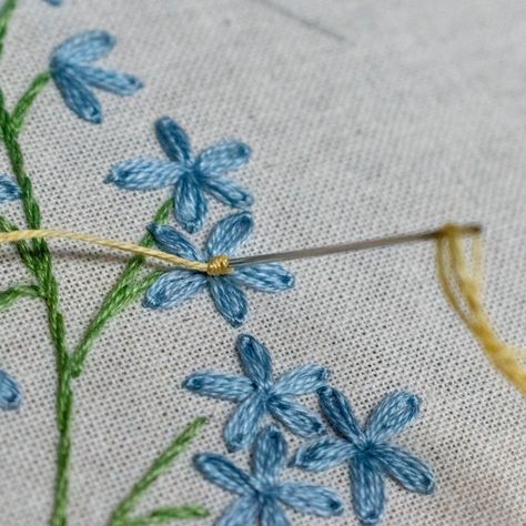 Forget Me Not Hand Embroidery Pattern Wildflower PDF | Etsy Embroider Forget Me Not, Stitched Flowers Embroidery, Forget Me Not Embroidery Tutorial, Forget Me Not Flowers Embroidery Pattern, Embroidery Forget Me Not Tutorial, How To Embroider Forget Me Nots, Embroidered Forget Me Nots, Wildflower Embroidery Pattern Free, Forget Me Not Embroidery Pattern