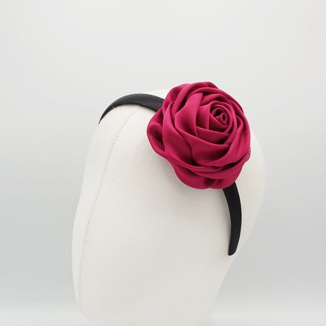 satin rose decorated black satin headband flower hairband simple women hair accessory Rose Flower Decoration, Headband Satin, Rose Flower Headband, Flower Hairband, Flower Hair Band, Simple Headbands, Rose Headband, Hair Turban, Satin Headband