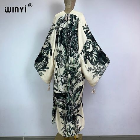 Kimono Street Style, Leave Print, Swimwear 2023, Elegant Cardigan, Kimono Kaftan, Abaya Designs, Soft Cardigan, Beach Swimwear, Long Kimono