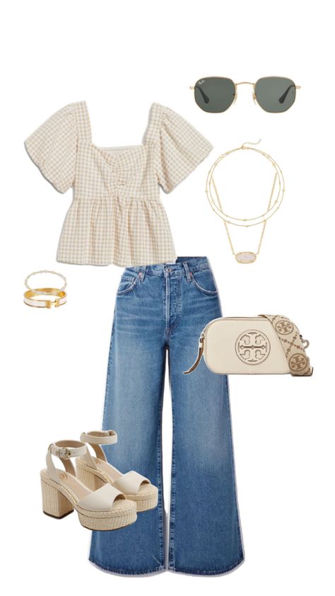 Outfit Inspo | Brands Included | Hermes, Bohme, Tory Burch, Kendra Scott, Sam Edelman, E Newton Casual College Outfits, Casual Preppy Outfits, Casual Day Outfits, Cute Preppy Outfits, Brunch Outfit, Summer Fashion Outfits, Business Casual Outfits, Looks Style, Casual Style Outfits