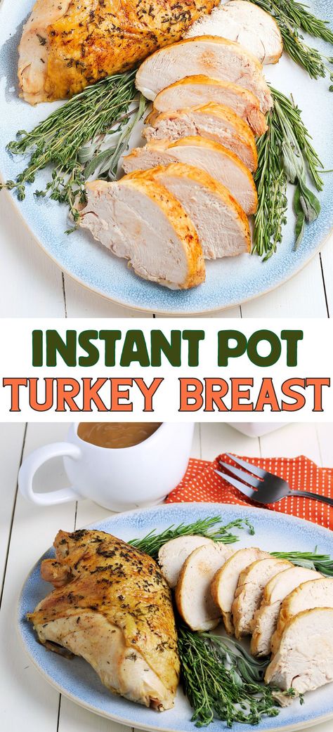 This easy Instant Pot Turkey Breast is great for a delicious dinner any time of year, but it is especially great for a Thanksgiving dinner! Tender, juice turkey is easy to make in your pressure cooker.. Turkey Breast Roast, Instant Pot Turkey Breast, Turkey Gravy Recipe Easy, Turkey Gravy From Drippings, Instant Pot Turkey, Turkey Gravy Recipe, Pot Recipes Healthy, Turkey Breast Recipe, Pot Recipes Easy