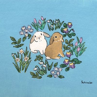 ♡ on Twitter: "… " Rabbits, Flowers, Blue, White, Art