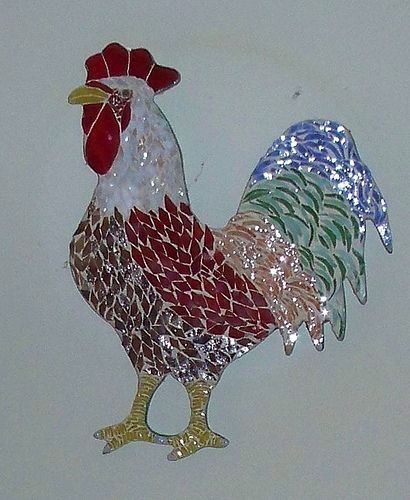 Rooster Mosaic, Mosaic Animals, Mosaic Garden Art, Mosaic Birds, Rooster Art, Mosaic Art Projects, Mosaic Stained, Mosaic Tile Art, Stained Glass Birds