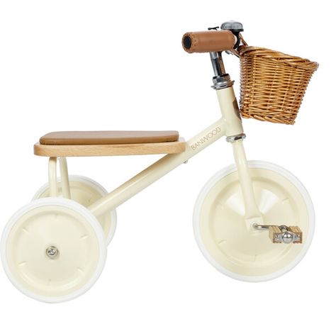 Trike, Cream - Banwood Bikes | Maisonette Scandinavian Toys, Toddler Tricycle, Outdoor Biking, Balance Bike, Wicker Basket, Rubber Tires, Tricycle, Simple Lines, Bike Ride