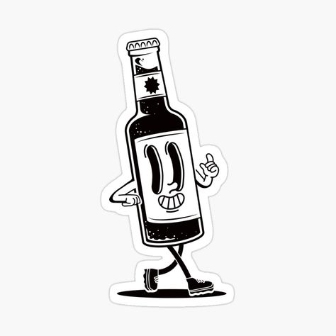 Alcohol Bottle Illustration, Beer Drawing Illustrations, Retro Beer Logo, Beer Bottle Illustration, Drinking Cartoon, Wine Cartoon, Wine Bottle Drawing, Beer Bottle Logo, Alcohol Illustration