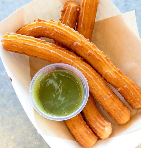 photo of Dipped Churros with Matcha Green Tea Churro Bites, Kue Macaroon, Ways To Make Coffee, Business Content, Matcha Green, The Cafe, Matcha Green Tea, Tea Infuser, Macaroons