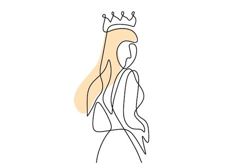 Continuous single line drawing of beauti... | Premium Vector #Freepik #vector #princess #cute-princess #princess-dress #beauty-queen Magic Queen, Elegant Pose, Single Line Drawing, Beautiful Princess, Single Line, Continuous Line, Beauty Queen, Hand Drawn Design, Vector Photo