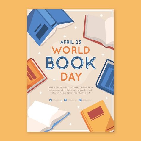 Hand drawn flat world book day poster | Free Vector #Freepik #freevector #book-poster #novel #literacy #reading-day World Book Day Poster, Book Day Poster, Notebook Divider, Happy World Book Day, Library Poster, Book Layouts, Sketch Background, Library Posters, Flat World