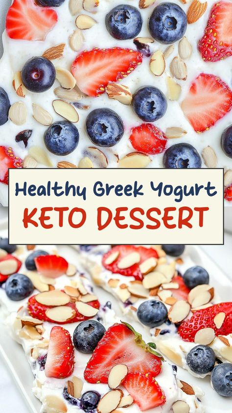 Indulge in guilt-free sweets with these delicious keto desserts made with creamy greek yogurt. Enjoy the rich and satisfying flavors without the extra carbs. From cheesecakes to parfaits, these recipes will satisfy your sweet tooth while keeping you on track with your low-carb lifestyle. Treat yourself to a healthy and decadent dessert experience that won't derail your keto journey. Try these irresistible treats today and enjoy a delightful taste of heaven without the guilt! Keto Yogurt Recipe, Keto Greek Yogurt Recipes Dessert, Keto Greek Yogurt Recipes, Best Greek Yogurt, Sugar Free Honey, Frozen Yogurt Bark, Easy Foods, Yogurt Bark, Healthy Greek Yogurt