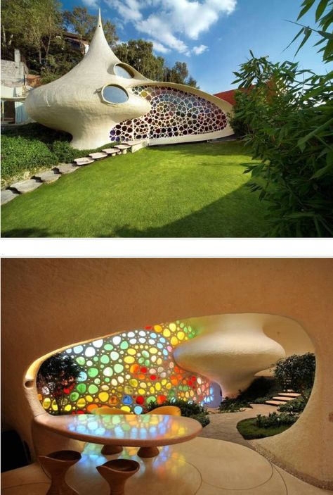 Unique Shaped House, Funky Houses, Cob House Interior, Whimsical Architecture, Spite House, Extraordinary Homes, Unique Pies, Crazy Houses, Lilly Pad