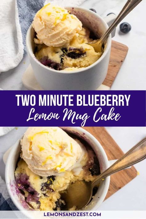 Keto Blueberry Mug Cake, Blueberry Mug Cake, Low Carb Mug Cakes, Recipe With Lemon, Lemon Mug Cake, Keto Blueberry, Mug Cake Recipe, Mug Cake Microwave, Big Juicy