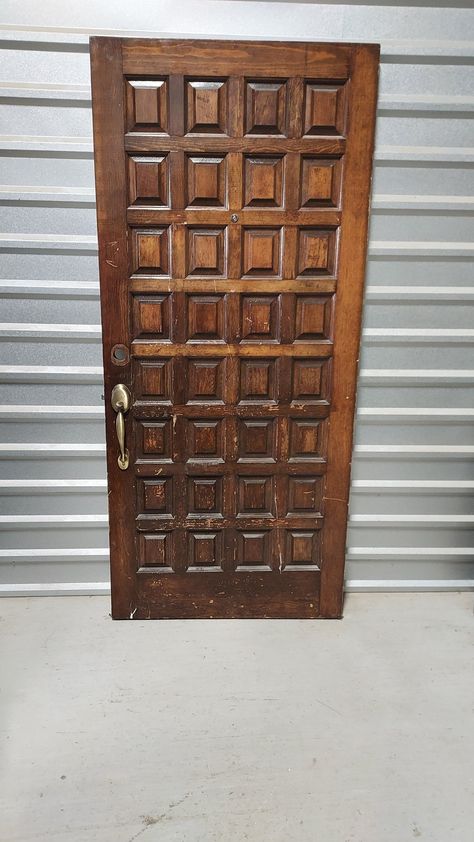 Front Entry Exterior, Mid Century Front Door, Spanish Style Exterior, Spanish Doors, Entry Exterior, Painted Exterior Doors, Exterior Entry Doors, Carved Door, Wood Exterior