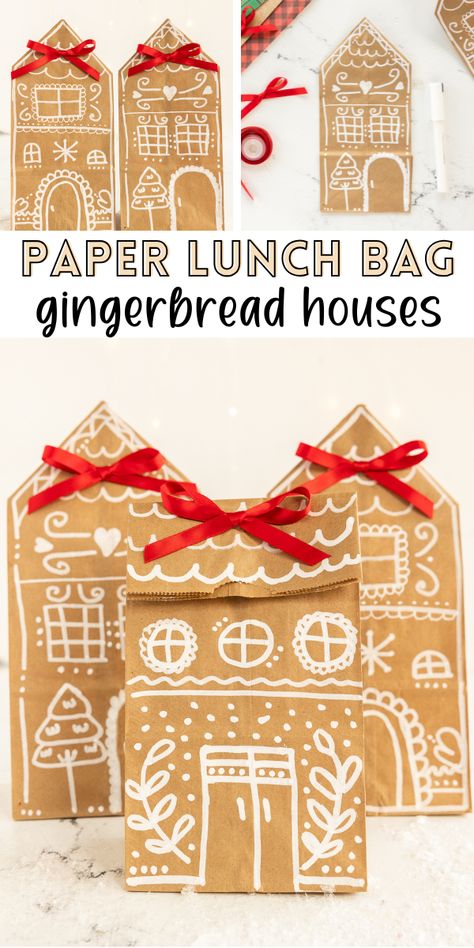 These Paper Bag Gingerbread Houses are a fun holiday craft that kids can make on their own—perfect for decorating, gifting, or building a cozy gingerbread village that won’t crumble! Click over to see how to make your own festive creations with just a few simple supplies. Paper Bag Nativity Craft, Gingerbread House Bag Craft, Gingerbread House Crafts For Kids, Gingerbread House Craft, Ginger Bread House Diy, Gingerbread House Template, Fun Holiday Crafts, Diy Paper Bag, Gingerbread Gifts