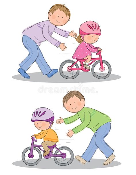 Learning to ride a bike. Hand drawn picture of child learning to ride a bicycle. , #AD, #drawn, #picture, #child, #Hand, #Learning #ad Learn To Ride A Bike, Riding Bike Illustration, Riding A Bike Illustration, Bicycle Drawing, Cycle Drawing, 가족 일러스트, Wordless Picture Books, Child Hand, Kids Cycle