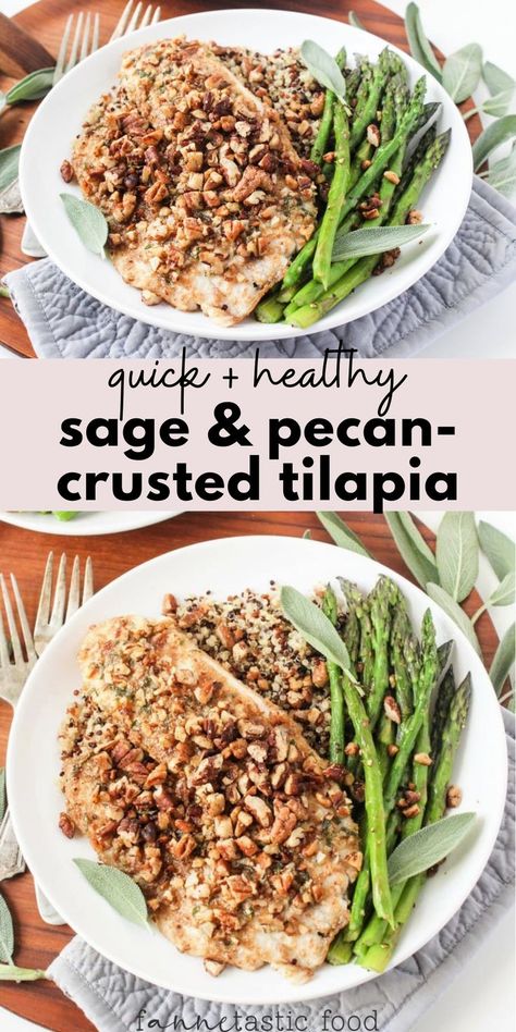 Pecan Crusted Tilapia, Sage Recipes, Tilapia Recipe, Pecan Crust, Real Food Snacks, Crusted Tilapia, Shrimp Recipes Healthy, Seafood Recipes Healthy, Tilapia Recipes