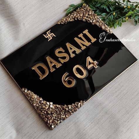 ✨ Elevate your home decor with custom-made resin name and Asthamangal plates! 🏡 Handcrafted with care, these stunning pieces add a touch of elegance and tradition to your space. Perfect for new homes or as a thoughtful gift. . . DM me to order yours today! ✨ #homedecor #resinart #custommade #homedesign #instagood #nameplates #resinmantraframe #resinnameplates #resinartistsofinstagram #jaipur #gurugram (Nameplates, nameplate design, new home, welcome, home decor, spirituality, jain m... Resin Name Plates For Home, Nameplates Design Ideas For Home, Resin Name Plate, Jain Mandir, Space Resin, Home Welcome Home, Nameplate Design, Welcome Home Decor, Plates Design