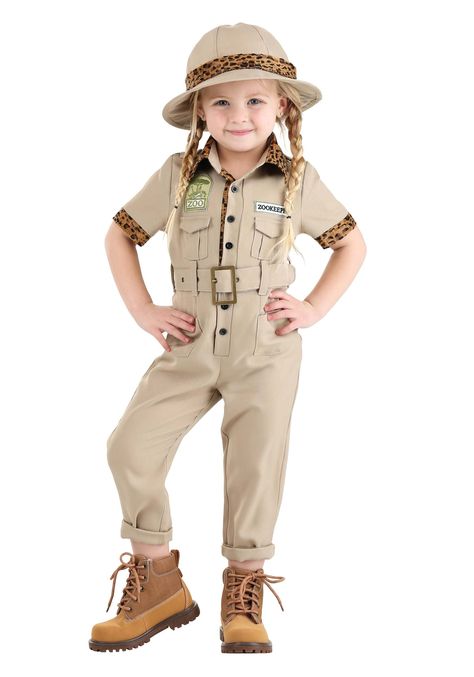 PRICES MAY VARY. Button closure Size: 4T PRODUCT INCLUDES: This Zoo Keeper Costume for girls includes a toddler Zookeeper jumpsuit with realistic patches and leopard print accents. It also includes a safari hat and a matching belt. FROM FUN COSTUMES: With costume crafting experience decades in the making, we're happy to offer kids occupation costumes to help them learn about jobs from around the world. So, we were excited to craft this fun Kid's Zookeeper Costume for little animal lovers! With l Occupation Costumes, Zoo Keeper Costume, Zookeeper Costume, Moda Safari, Safari Costume, Pith Helmet, Khaki Jumpsuit, Safari Outfit, Fluffy Cats