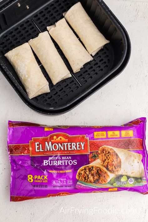 Frozen Meals In Air Fryer, El Monterey Burritos In Air Fryer, Frozen Breakfast Burritos In Air Fryer, Air Fried Burritos, Air Fry Burritos, Frozen Foods In Air Fryer, Air Fryer Frozen Burritos, Air Fryer Bean And Cheese Burritos, Frozen Burritos In Air Fryer