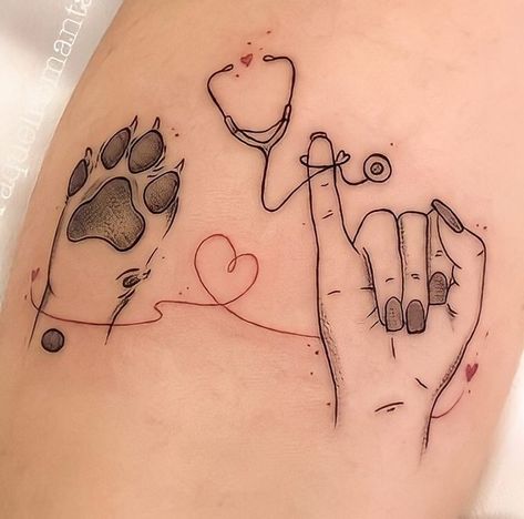 Vetmed Tattoo, Veterinary Tattoo Ideas, Veterinary Tattoo, Vet Tattoo, Misfits Tattoo, Animal Lover Tattoo, Husky Tattoo, 30 Tattoo, Cute Animal Tattoos