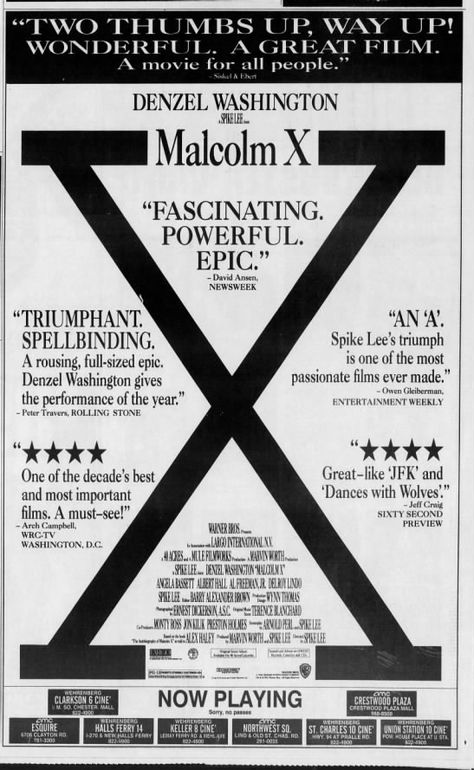 Malcolm X Opens in STL, 11/20/1992 - Newspapers.com Malcom X Movie, Malcolm X Speech, Malcom X Newspaper, Malcom X Portrait, Malcolm X Newspaper, The Autobiography Of Malcolm X Book, Ben Kingsley, Dances With Wolves, Angela Bassett