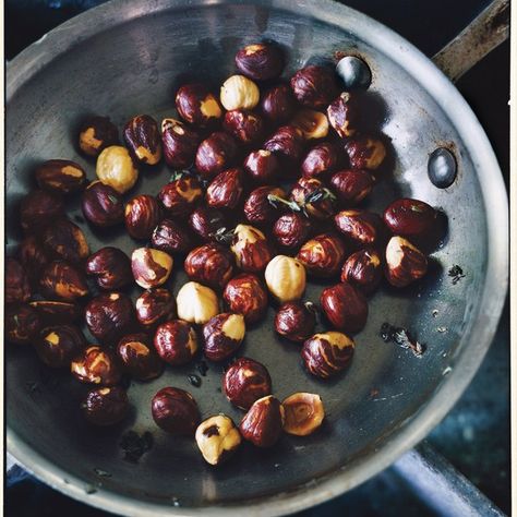 Roasted Hazelnuts with Thyme recipe | Epicurious.com Thanksgiving Starters, Hazelnut Recipes, Hors Doeuvres, Roasted Hazelnuts, Thyme Recipes, Fall Snacks, Kitchen Smells, How To Roast Hazelnuts, Roasted Nuts